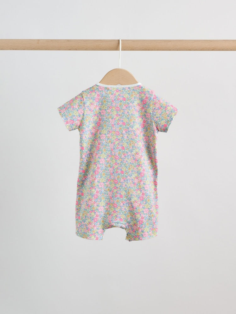Pink/Yellow Two Way Zip Baby Rompers 3 Pack (0mths-3yrs)