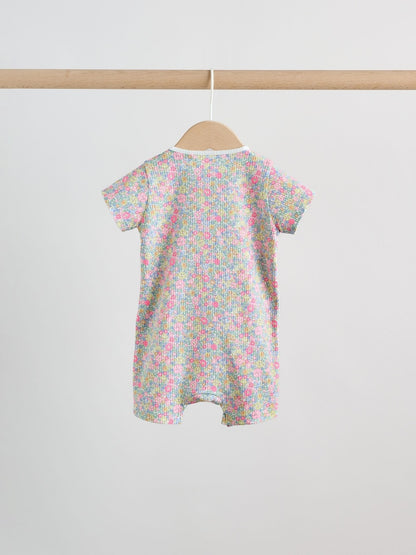 Pink/Yellow Two Way Zip Baby Rompers 3 Pack (0mths-3yrs)