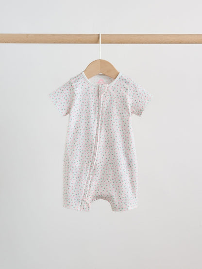 Pink/Yellow Two Way Zip Baby Rompers 3 Pack (0mths-3yrs)