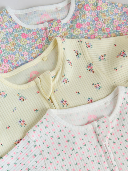 Pink/Yellow Two Way Zip Baby Rompers 3 Pack (0mths-3yrs)