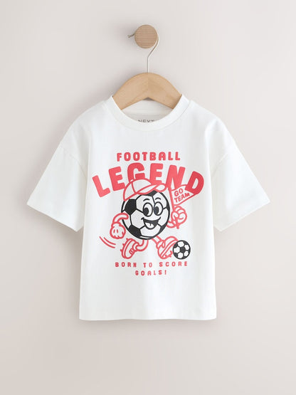 White Short Sleeve Football Slogan T-Shirt (3mths-7yrs) - Size 3-6 Months (62-68cm)