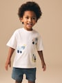 Neutral Digger Trio Short Sleeve Appliqué T-Shirt (3mths-7yrs) - Size 3-6 Months (62-68cm)