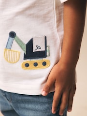 Neutral Digger Trio Short Sleeve Appliqué T-Shirt (3mths-7yrs) - Size 3-6 Months (62-68cm)