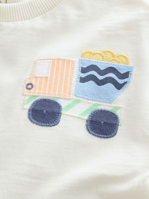 Neutral Digger Trio Short Sleeve Appliqué T-Shirt (3mths-7yrs) - Size 3-6 Months (62-68cm)