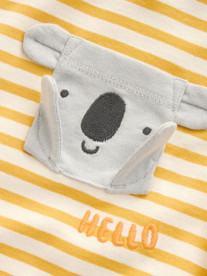 Yellow Stripe Koala Bear Short Sleeve Interactive T-Shirt (3mths-7yrs) - Size 3-6 Months (62-68cm)