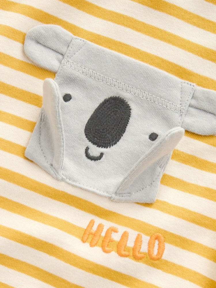 Yellow Stripe Koala Bear Short Sleeve Interactive T-Shirt (3mths-7yrs) - Size 3-6 Months (62-68cm)