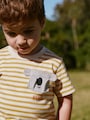 Yellow Stripe Koala Bear Short Sleeve Interactive T-Shirt (3mths-7yrs) - Size 3-6 Months (62-68cm)
