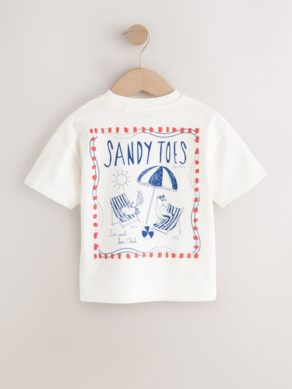 White Beach Short Sleeve Back Print T-Shirt (3mths-7yrs)