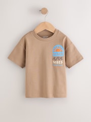 Brown Beach Vibes Short Sleeve Back Print T-Shirt (3mths-7yrs) - Size 3-6 Months (62-68cm)