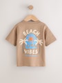 Brown Beach Vibes Short Sleeve Back Print T-Shirt (3mths-7yrs) - Size 3-6 Months (62-68cm)