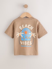 Brown Beach Vibes Short Sleeve Back Print T-Shirt (3mths-7yrs) - Size 3-6 Months (62-68cm)