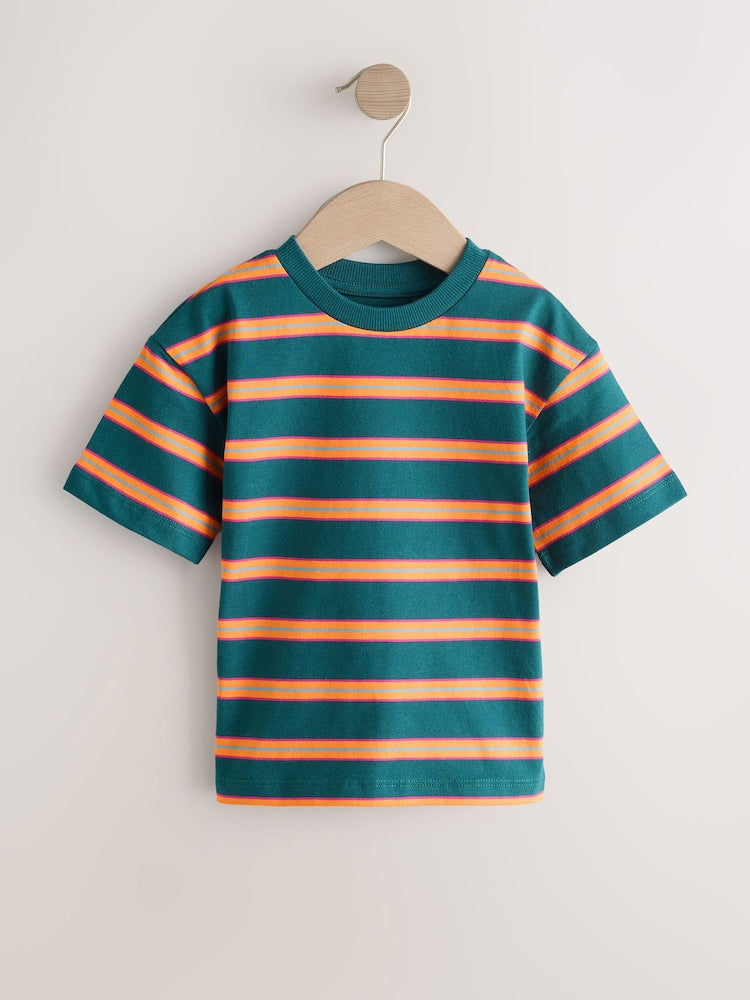 Green/Orange Short Sleeve Stripe T-Shirt (3mths-7yrs) (3mths-7yrs)