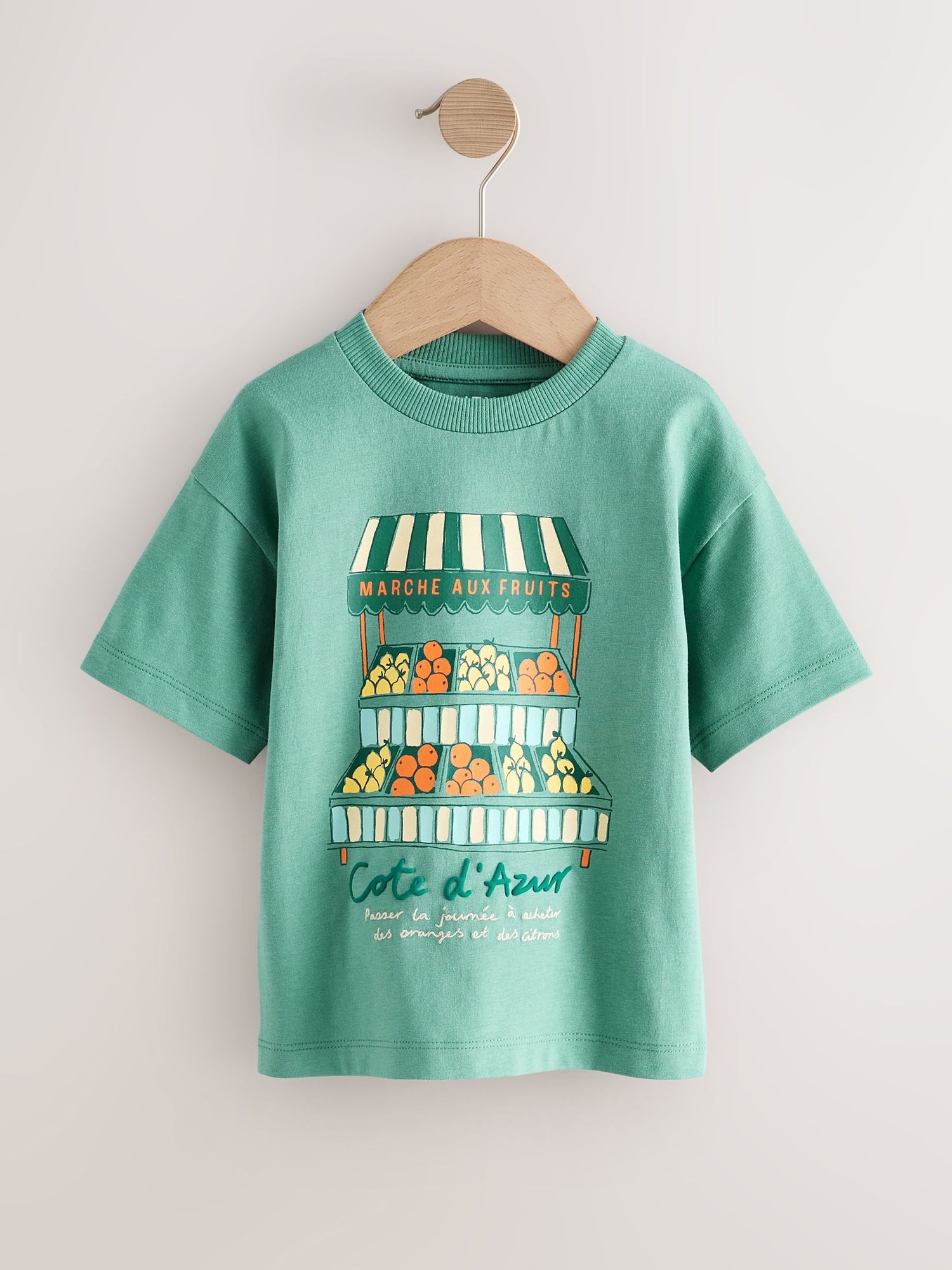 Blue/Green Fruit Stall Short Sleeve Appliqué T-Shirt (3mths-7yrs) - Size 3-6 Months (62-68cm)