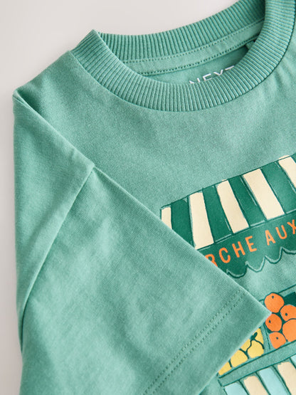 Blue/Green Fruit Stall Short Sleeve Appliqué T-Shirt (3mths-7yrs) - Size 3-6 Months (62-68cm)