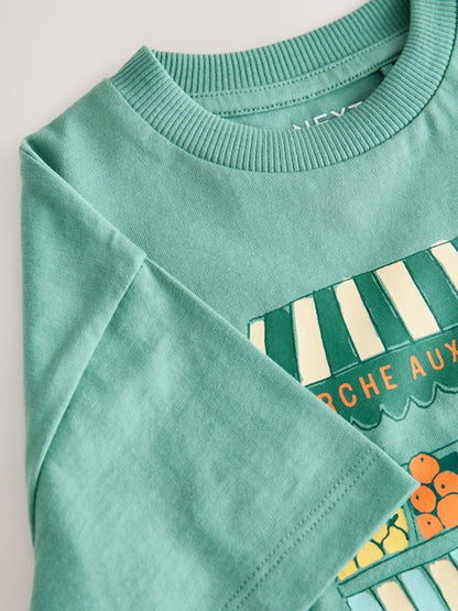 Blue/Green Fruit Stall Short Sleeve Appliqué T-Shirt (3mths-7yrs) - Size 3-6 Months (62-68cm)