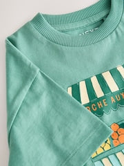 Blue/Green Fruit Stall Short Sleeve Appliqué T-Shirt (3mths-7yrs) - Size 3-6 Months (62-68cm)