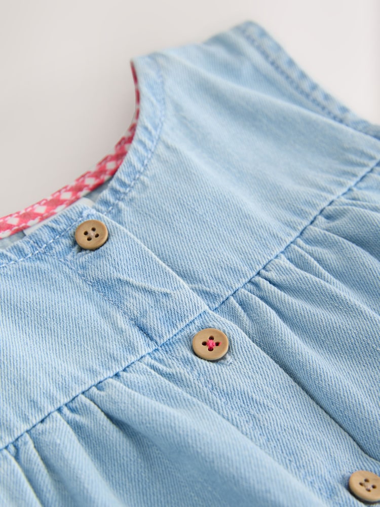 Strawberry Embroidered Denim Blouse And Short Co-ord Set (3mths-8yrs)