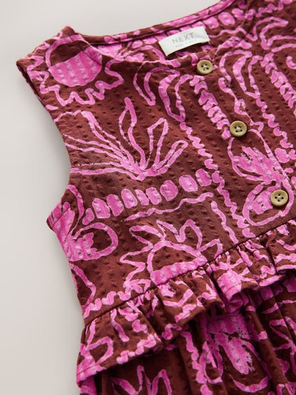 Chocolate/Purple Sleeveless Peplum Dress (3mths-8yrs)