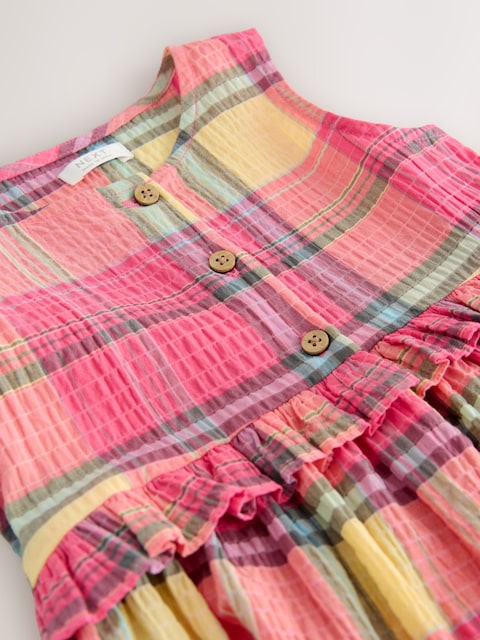 Multi Pink Check Sleeveless Peplum Dress (3mths-8yrs)