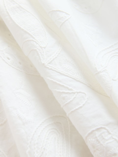 White Embroidered Linen Frill Sleeve Dress (3mths-8yrs)