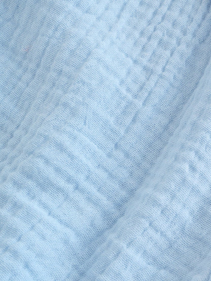Light Blue Plain Short Sleeve Double Cloth Shirt &amp; Shorts Set (3mths-10yrs) - Size 3-6 Months (62-68cm)