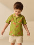 Green All Over Print Ghecko Short Sleeve Revere Collar Printed Shirt (3mths-7yrs)