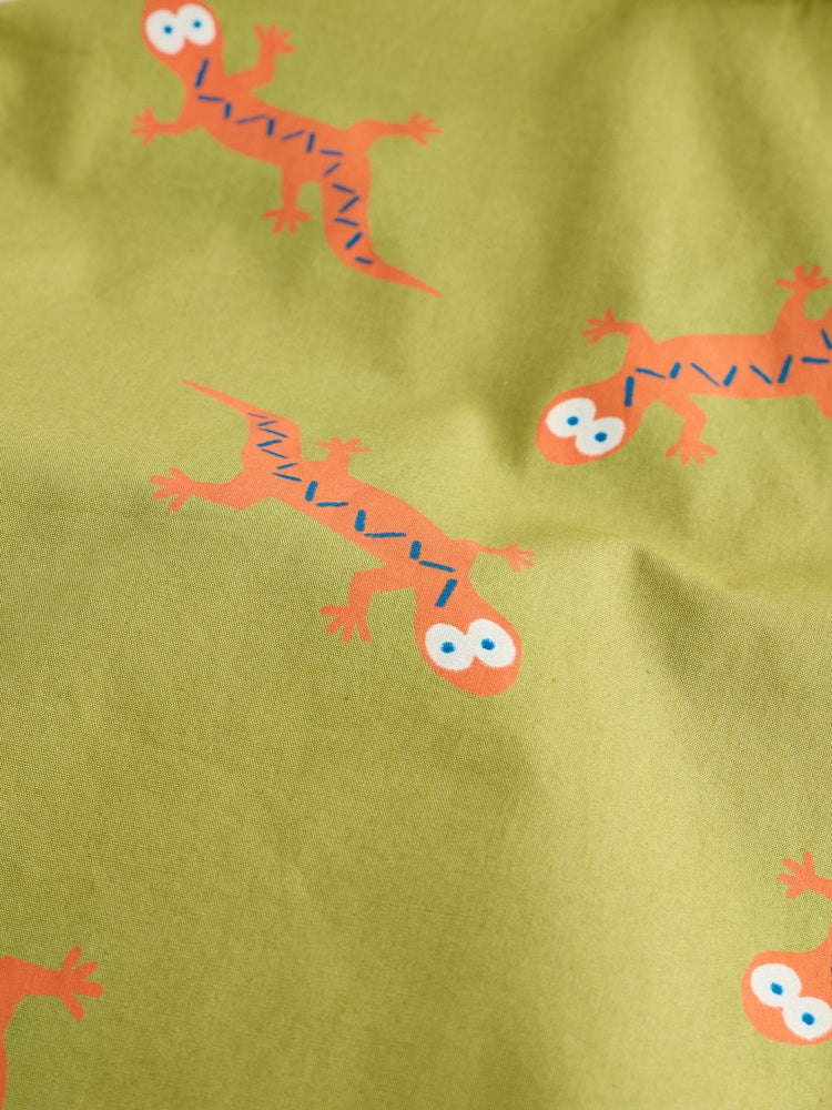 Green All Over Print Ghecko Short Sleeve Revere Collar Printed Shirt (3mths-7yrs)