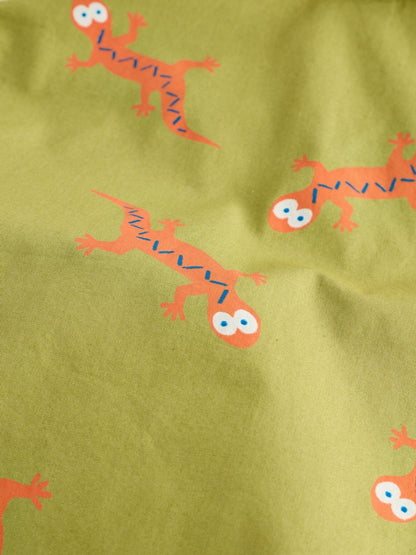 Green All Over Print Ghecko Short Sleeve Revere Collar Printed Shirt (3mths-7yrs)