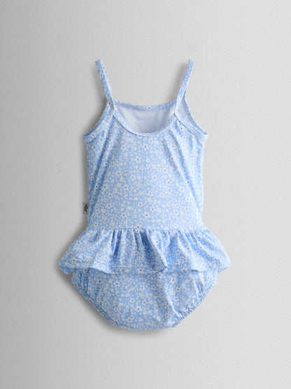 JoJo Maman Bébé Blue Ditsy Duck Appliqué Swimsuit With Integral Nappy