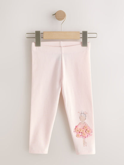 Pink Ballerina Embellished Leggings (3mths-7yrs) - Size 3-6 Months (62-68cm)