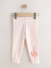 Pink Ballerina Embellished Leggings (3mths-7yrs) - Size 3-6 Months (62-68cm)