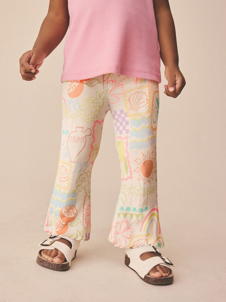 Ecru Rainbow Ribbed Flare Leggings (3mths-7yrs)