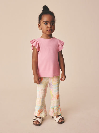 Ecru Rainbow Ribbed Flare Leggings (3mths-7yrs) - Size 3-6 Months (62-68cm)