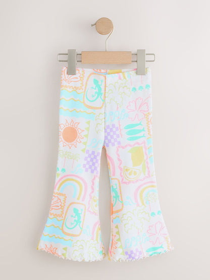 Ecru Rainbow Ribbed Flare Leggings (3mths-7yrs) - Size 3-6 Months (62-68cm)