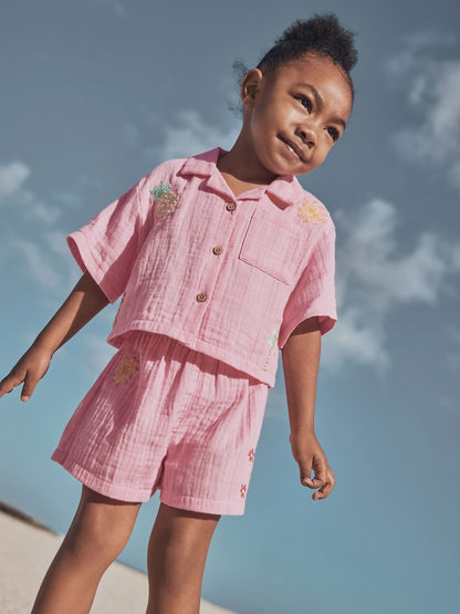 Pink Shirt And Short Co-Ord Set (3mths-10yrs)