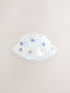 White/Blue Embroidery Bucket Hat (3mths-16yrs) - 7-10 Years (122-140cm)