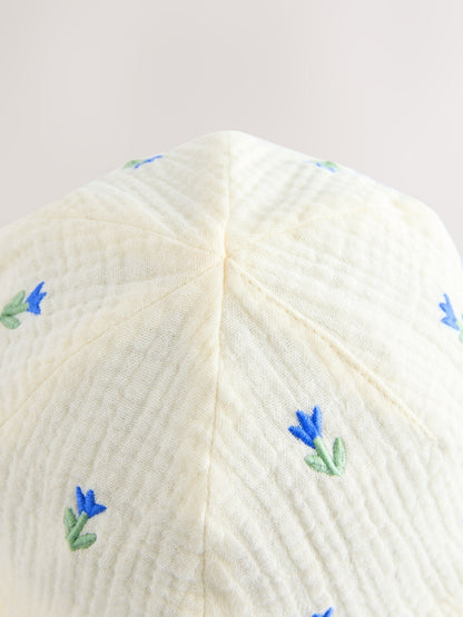 Cream/Blue Flowers Legionnaire Hat (3mths-10yrs)