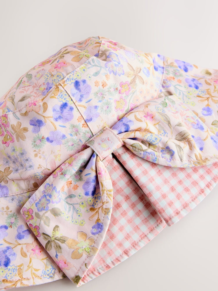 Pink Bow Back Pattern Bucket Hat (3mths-13yrs) - Pink Bow Back / 11-13 Years (146-158cm)
