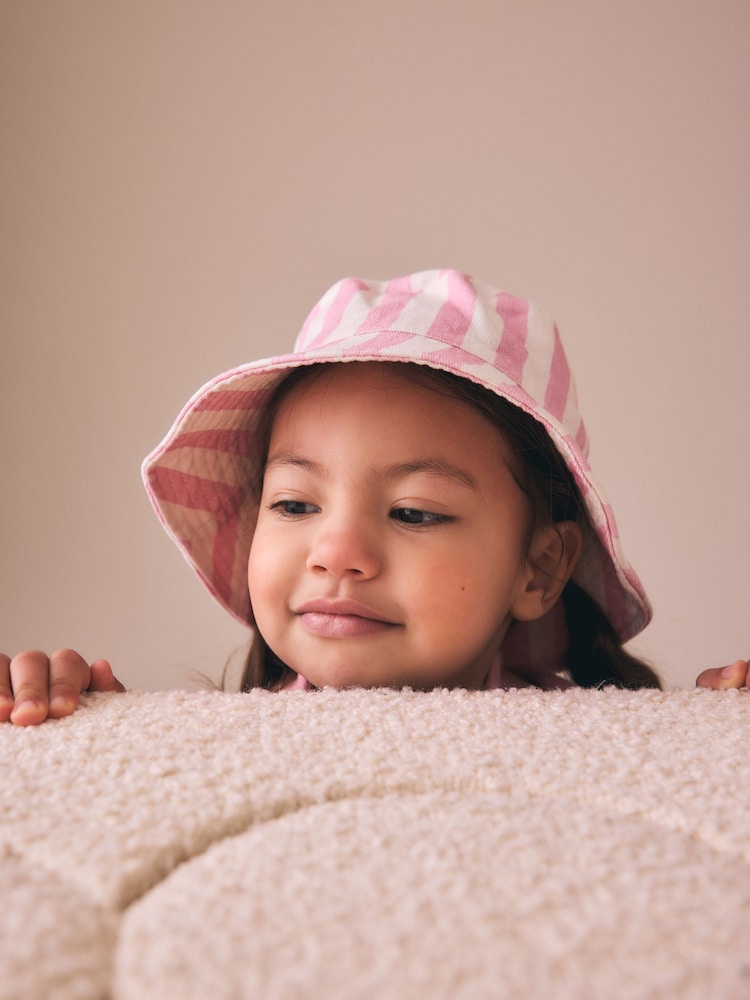 Pink Stripe Bucket Hat (3mths-16yrs) - Pink Stripe / 11-13 Years (146-158cm)