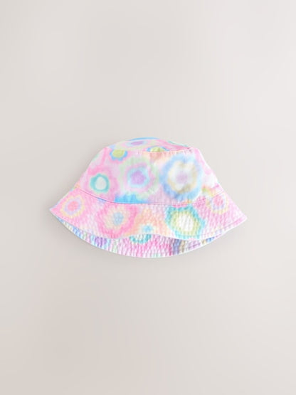 Pink/Purple Tie Dye Printed Bucket Hat (3mths-16yrs) - Size 3-9 Months (62-74cm)