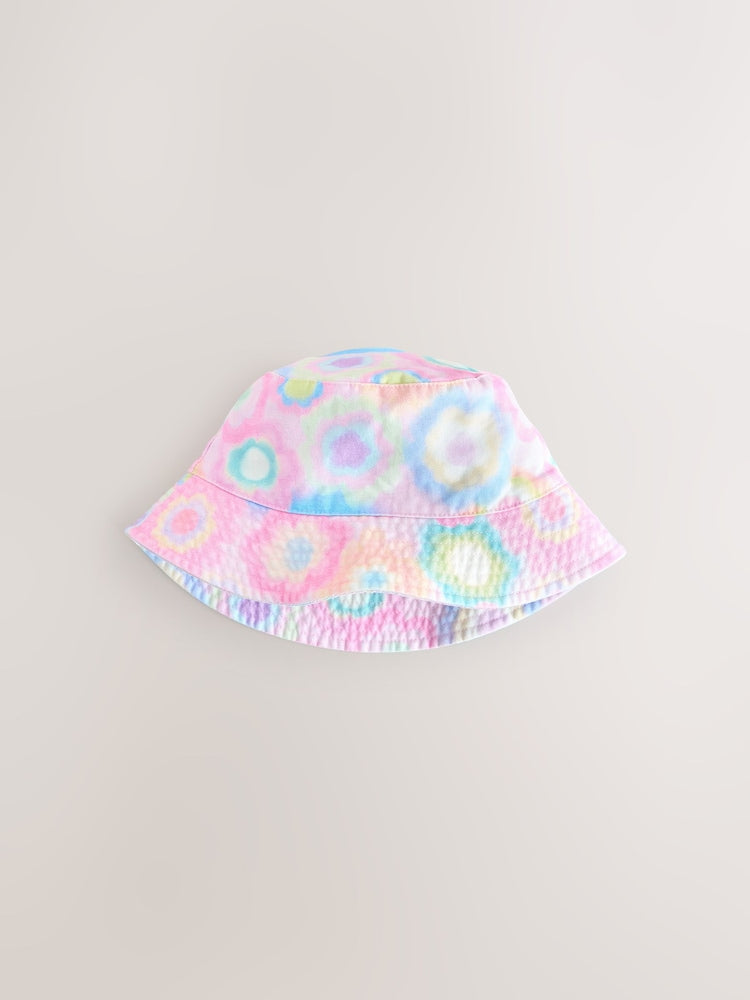Pink/Purple Tie Dye Printed Bucket Hat (3mths-16yrs) - Size 3-9 Months (62-74cm)