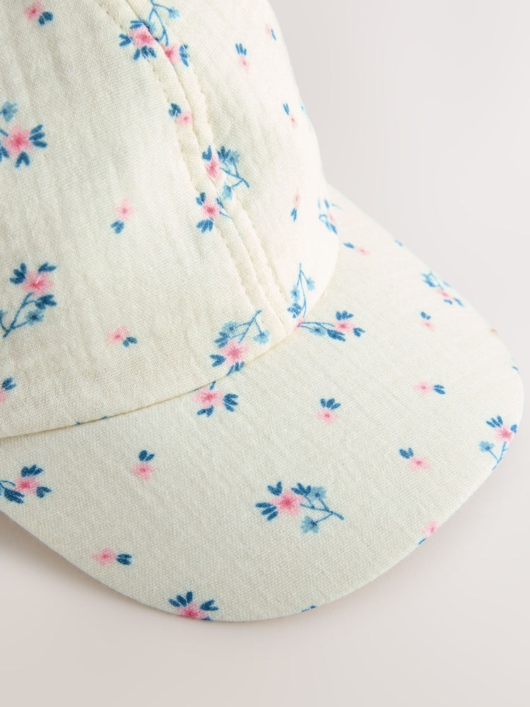 Floral Blue Bow Back Cap (3mths-10yrs)