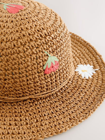 Strawberry/Flower Straw Sun Hat (3mths-13yrs)