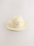 Cream Cat Straw Sun Hat (3mths-13yrs) - Size 3-9 Months (62-74cm)