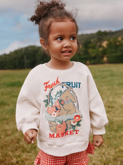 Cream Gingham Fruit Market Crew Neck Sweatshirt &amp; Shorts Set (3mths-7yrs)