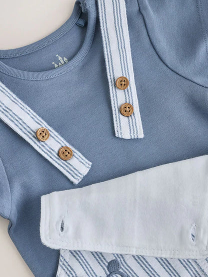 Blue Mickey Mouse Dungaree and Bodysuit Baby Set (0mths-2yrs)
