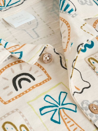 Neutral Palm Print Shirt and Shorts Baby Set (0mths-2yrs)