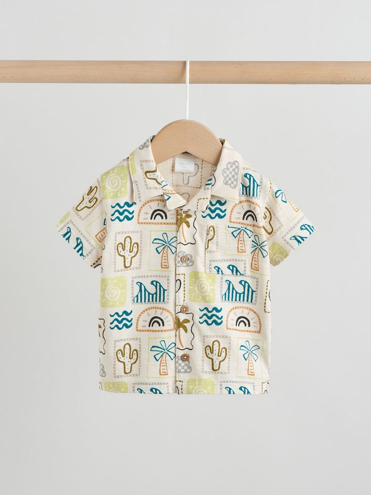 Neutral Palm Print Shirt and Shorts Baby Set (0mths-2yrs)