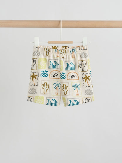 Neutral Palm Print Shirt and Shorts Baby Set (0mths-2yrs)