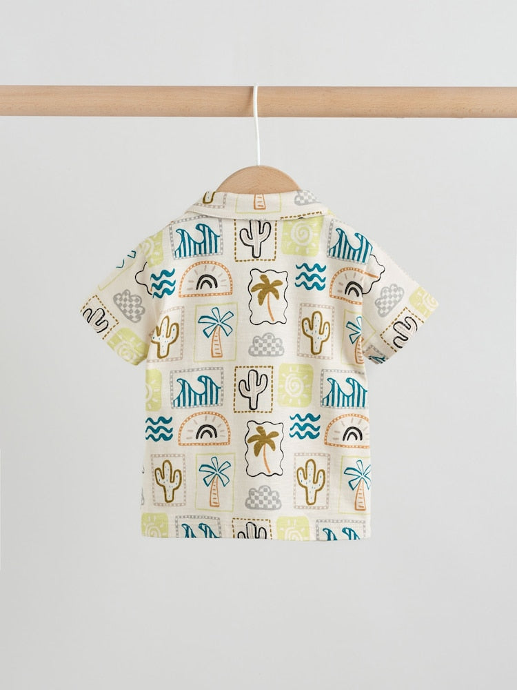 Neutral Palm Print Shirt and Shorts Baby Set (0mths-2yrs)